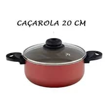 Caçarola Antiaderente 20 Cm Com Tampa Vidro Panela Aluminio