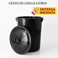 Lixeira Redonda 65L Preta - COM TAMPA Resistente, Prática e Versátil