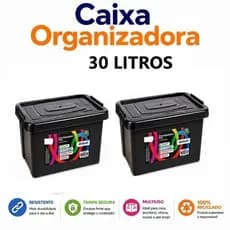 Caixa Organizadora 30 Litros Preta Com Trava Arqplast