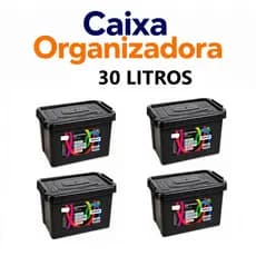 Caixa Organizadora 30 Litros Preta Com Trava Arqplast