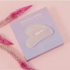 Koasis Massageador Facial de Quartzo Rosa Natural Gua Sha para Drenagem Linfática e Lifting Natural
