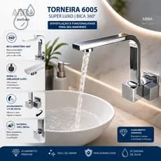 Torneira Cozinha Parede Quadrit Luxo Cromada Bica Móvel Baixa
