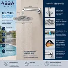 Chuveiro Redondo Área de Lazer Ducha Fria e Para Aquecedor Chuveiro Duchão Piscina Jardim Quintal