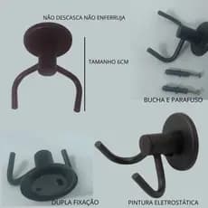 Kit Cabide Duplo Gancho 2 un Aço Inox Acessórios Para Banheiro Preto Fosco