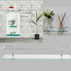 Porta Shampoo Reto  Para Banheiro Com Vidro 30Cm  Suporte De Toalha,