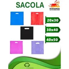 Sacolas Plástica Boca de Palhaço alça vazada reta com 1kg.
