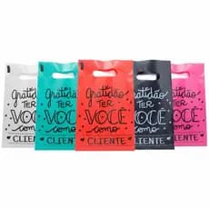 Sacola Boca de Palhaço Personalizada com Frase Gratidão ter Você como Cliente.