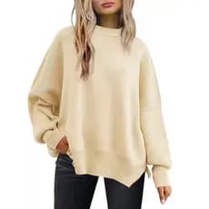 Blusa de Frio Suéter Feminina Gola Careca Redonda Liso Oversized