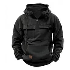 Moletom Blusa De Frio Com Capuz Blusão De Meio Ziper