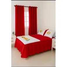 Jogo de Cama com Cortina Sublimada Floral- 4 peças