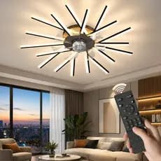 Ventilador de Teto LED Com Controle Remoto 140W 7 Pás 92cm Motor Silencioso 110V-220V Preto