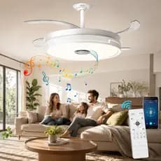 Lustre Ventilador de Teto Retrátil Branco com Controle Remoto 108CM Ventilador De Teto LED- Bivolt