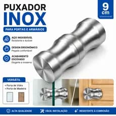 Puxador de Porta em Aço Inox 201 9cm para Vidro, Madeira e Armários Fácil Instalação