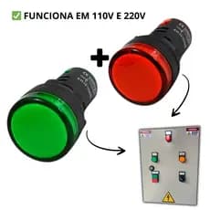 Sinaleiro Led 1 Vermelho +1Verde 22mm Bivolt  Kit 2 peças
