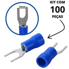 Terminal Elétrico Garfo Forquilha 2,50MM M5 Pré Isolado Pacote c/100 Peças