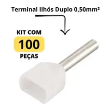 Terminal Elétrico Ilhós Tubular Duplo 0,50mm 100 Unidades