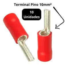 10X Terminal Elétrico Pino Agulha 10mm Pré Isolado