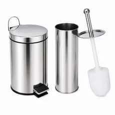 Lixeira Inox 3 ou 5 Litros C/ Pedal Cesto Removível ou Lixeira + Escova Sanitária Banheiro Cozinha