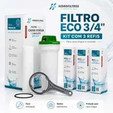 Filtro Para Caixa D'água e Cavalete Eco 9.3/4 Poe Filtro Purificador de Água 3 Refil Alta Eficiência