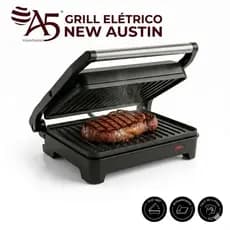 Grill Elétrico Inox 2 em 1 Antiaderente Chapa Com Abertura 180° Sanduicheira Fritadeira 110v ou 220v