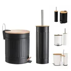 Kit Banheiro Lixeira 3L ou 5L Com Pedal Com Cesto Escova Sanitária Lavabo Vintage