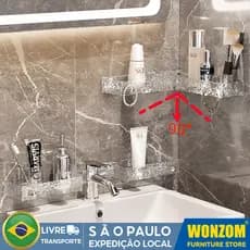 rack de armazenamento acrílico de canto ajustável para banheiro com grande capacidade