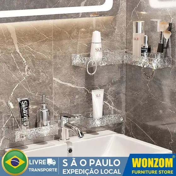 Organizador De Prateleira De Banheiro Em Acrílico Prateleira Organizadora De Armazenamento Para Pia
