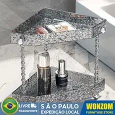 Prateleira Diamante Organizador Acrílico Porta Maquiagem Beleza Banheiro Cozinha 2 Andar Luxo