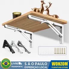Kit Suportes Mão Francesa Retrátil Dobrável Cantoneiras Mesa Balcão 20cm 25cm 30cm 35cm 40cm ou 45cm