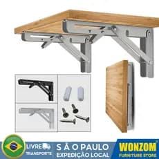 [2 Pcs]Suporte Mão Francesa Retrátil Suporte De Mesa Dobrável Dobrável Reforçada Tampo Mesa - Preto E Branco E Prata