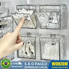Caixa De Armazenamento De Banheiro Toalha De Rosto De Algodão Cosmético Caixa De Cotonete Batom Rack De Armazenamento