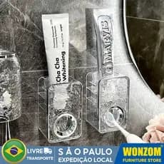 Suporte De Escova De Dentes Montado Na Parede Luxo Economizando Espaço Para Banheiros Suporte Multifuncional