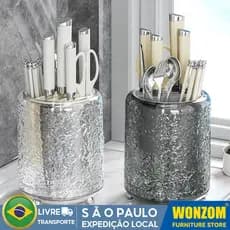 Porta Utensílios De Cozinha 360 Graus Giratório Organizador De Talheres Facas Garfos Colheres
