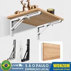 Suporte Mão Francesa Retrátil PAR (2un) Dobrável Reforçada Tampo Mesa - Varios TAMANHOS