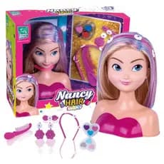 Boneca Busto Nancy Hair Com Maquiagem Brincos e Acessórios Super Toys