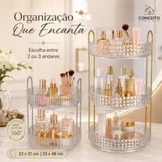 Organizador 360º Rotativo de Acrílico Prateleira Diamante Porta Maquiagem Suporte Multiuso Cosmético
