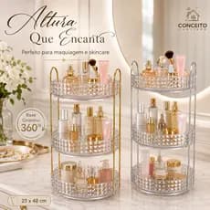 Organizador de Acrílico Porta Cosméticos 3 Andares Diamante para Banheiro Porta Maquiagem Skincare