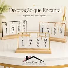 Calendário de Mesa Decorativo com Plaquinhas Preto Rose Dourado Permanente Escritório