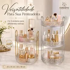 Organizador Acrílico 2 e 3 Andares Para Cosméticos Perfumes Skincare Penteadeira Banheiro Elegante