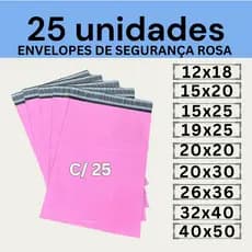 Kit 25 Envelopes Segurança Rosa Embalagem De Envio 12x18 15x20 19x25 20x30 26x36 32x40 40x50