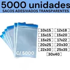 Kit 5000 Sacos Adesivados Transparentes 10x15 12x18 15x15 15x20 15x25 17x22 20x25 20x30 22x30 25x35 30x40 35x45 40x50