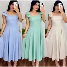 Vestido Feminino Alfaiataria Elegante Linho Premium Luxo Midi Festa Bojo Forrado Sem Manga Casual