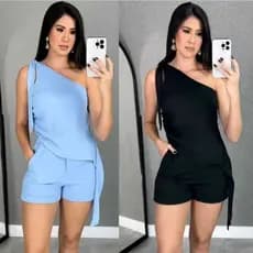 Conjunto Feminino Alfaiataria Premium Short Regata Social Elegante