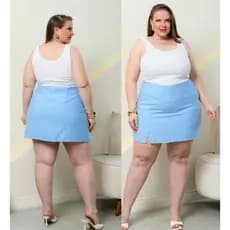 short saia feminino plus size tecido sensorial saia short