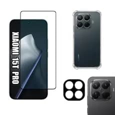 KIT Para Xiaomi 15T Pro - Película de Vidro 3D + Capa + Câmera