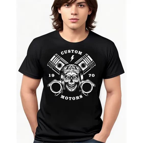 Oversized algodão 2024 Camiseta Camisa Motor Custom Motoclub Motoqueiro 1970 2024 Nova
