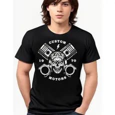 Oversized algodão 2024 Camiseta Camisa Motor Custom Motoclub Motoqueiro 1970 2024 Nova