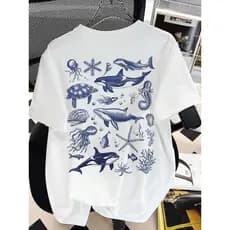 Camiseta de manga curta básica com decote redondo impresso para adolescentes T-Shirt Feminina Estampada