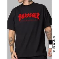 Camiseta Thrasher Magazine Godzilla Japonesa 100% algodão Camisa Streetwear Skate Masculina Feminina
