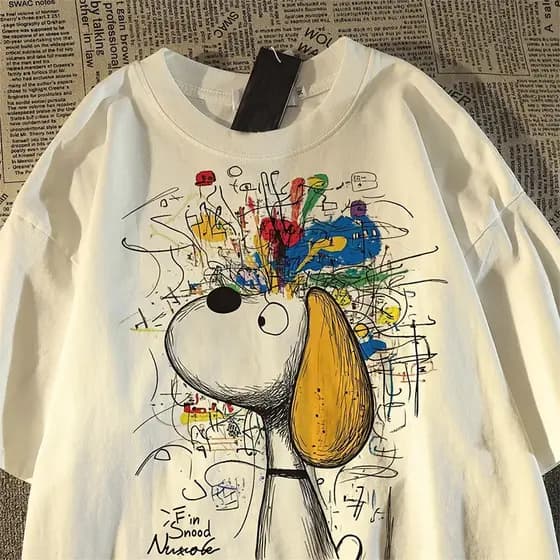 Camiseta gráfica Cute Puppy Camiseta ampla e fashion, perfeita para um visual relaxado e cheio de estilo.